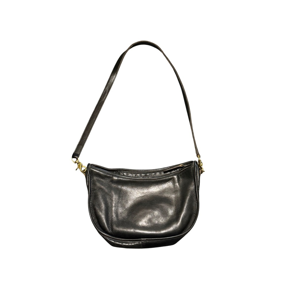 Vintage Coach Black Leather Crescent Shoulder Crossbody Bag USA Made